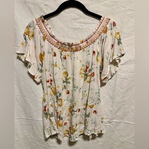 Maurices Cream Floral Off-Shoulder Blouse Size S